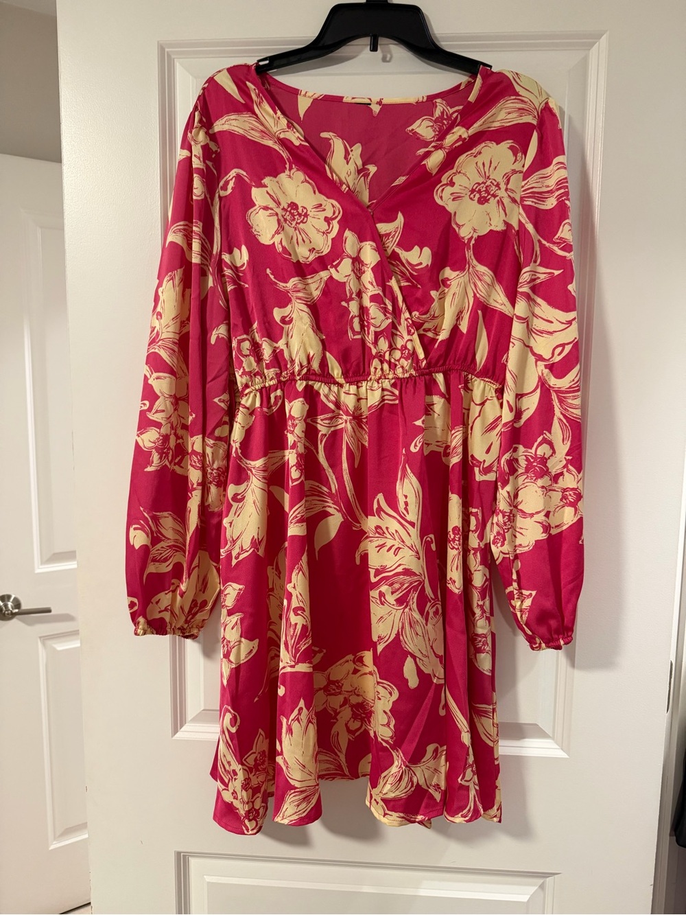 Macy's Pink and Cream Floral Wrap-Style Kids Dress